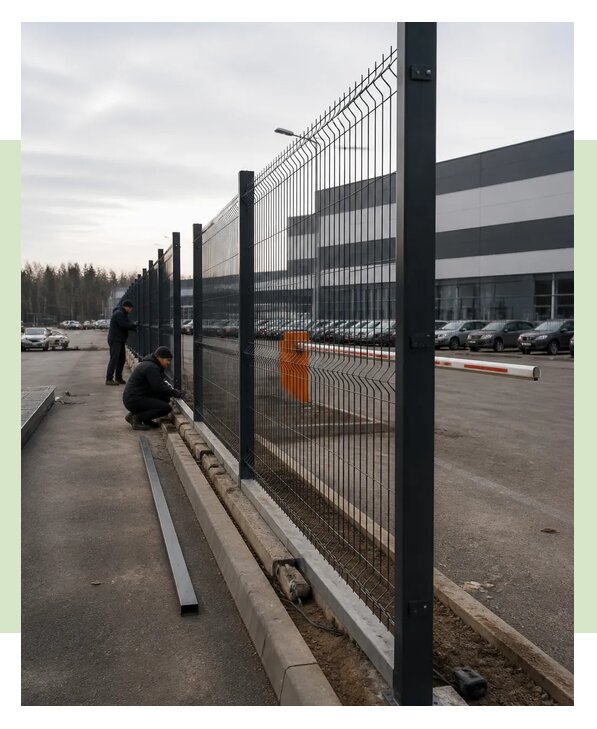 Ограждение парковки под ключ из металла на объекте в Дальнереченске